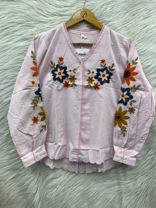 Floral Embroidered Cotton Top