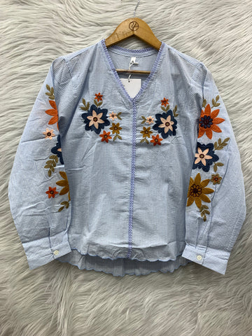 Floral Embroidered Cotton Top