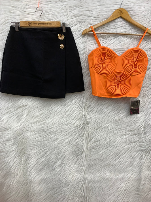 Flower Top & Skirt Set