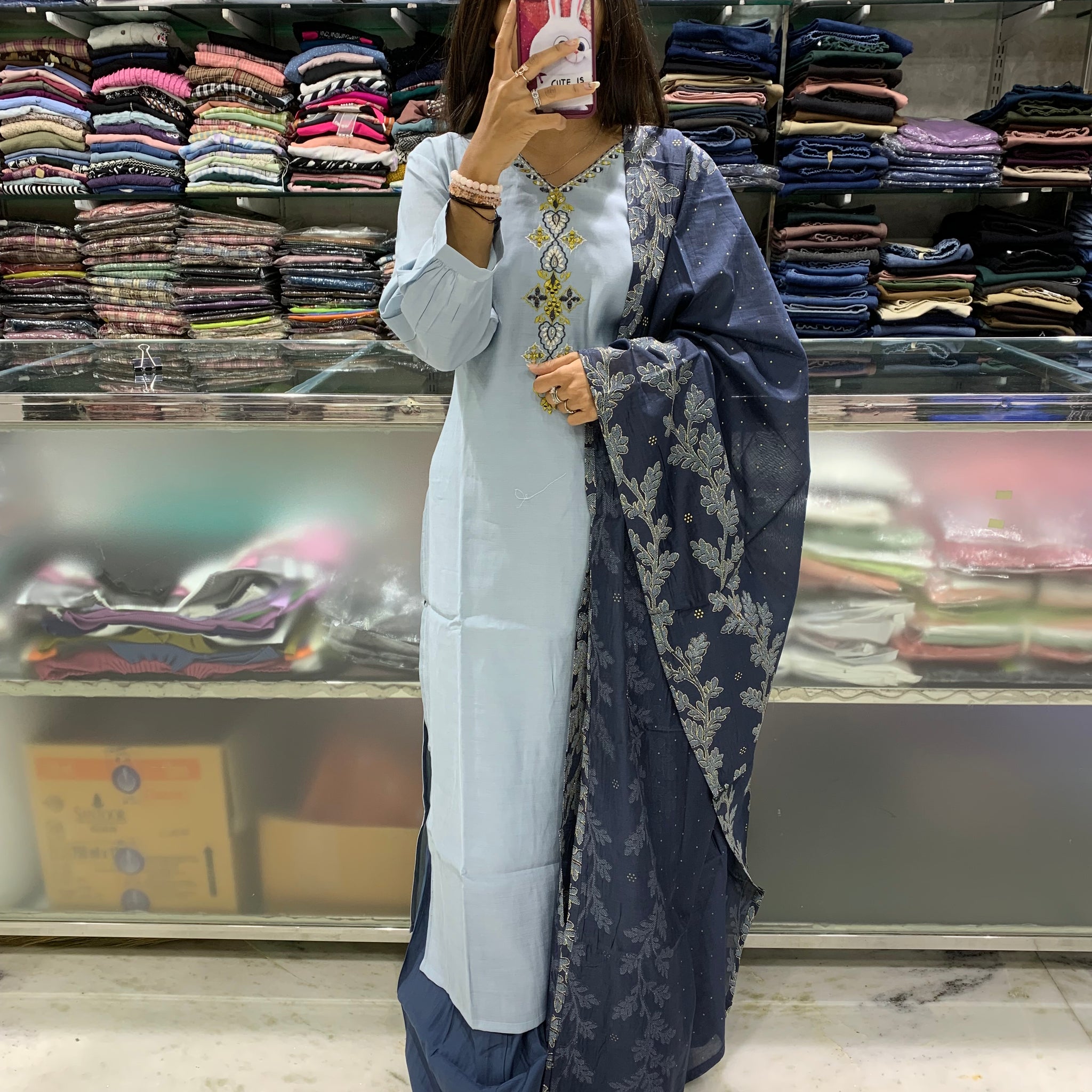 Straight kurti with plazo and dupatta