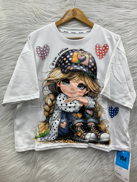 : Cartoon Girl Printed Oversized T-Shirt