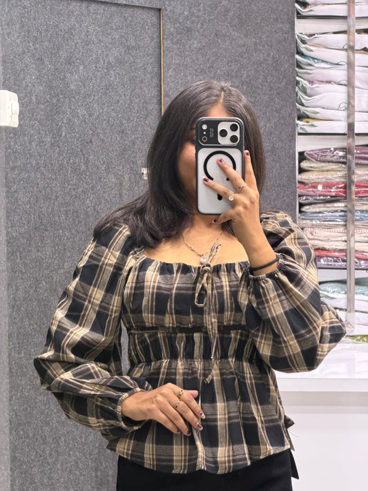 Puff Sleeve Peplum Top
