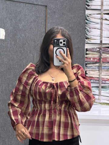Puff Sleeve Peplum Top