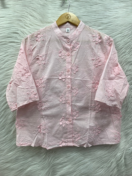 FLOWER WORK COTTON TOP