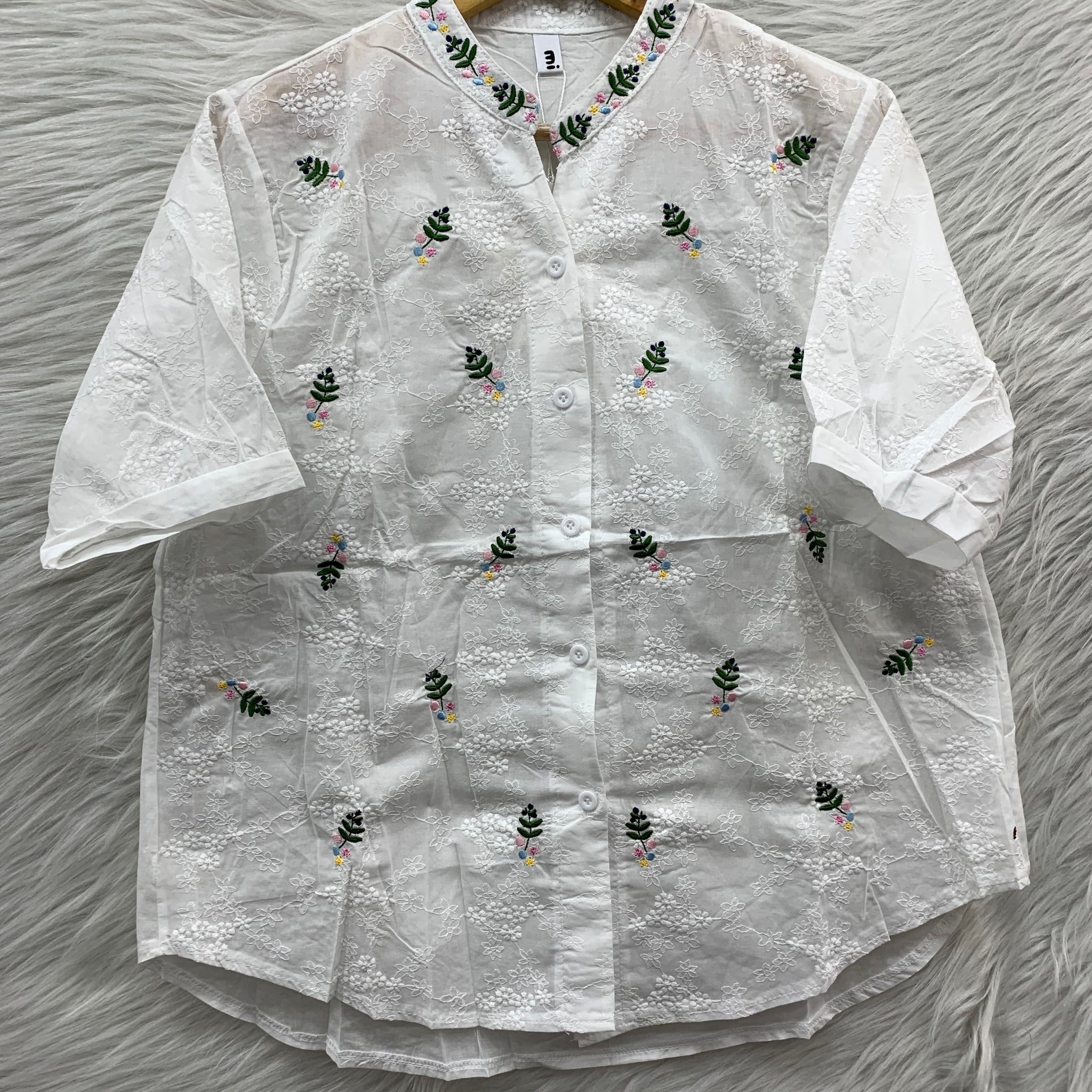 leaf embroidery work cotton top