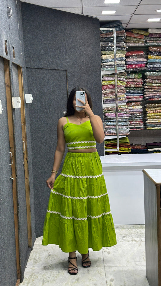 Spaghetti Crop Top & Skirt Pair