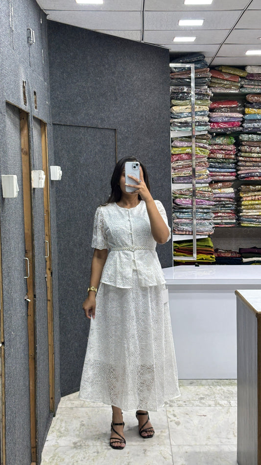 Lace Peplum Top & Skirt Pair