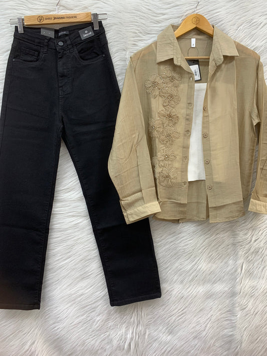 TOP WITH INNER JEANS PAIR