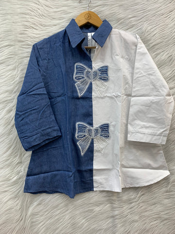 Blue Bow Charm Top