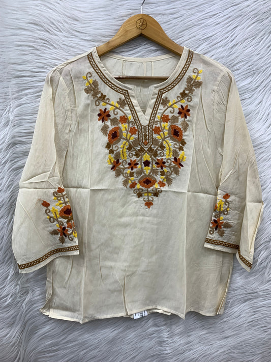 Floral Embroidery linen Top