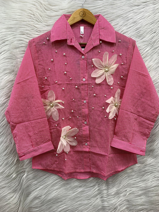 Striped Flower summer  Shirt