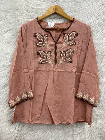 Soft Linen Embroidery Top