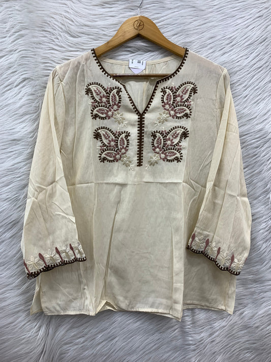 Soft Linen Embroidery Top