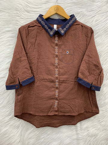 TRENDY COLLAR MUL COTTON TOP