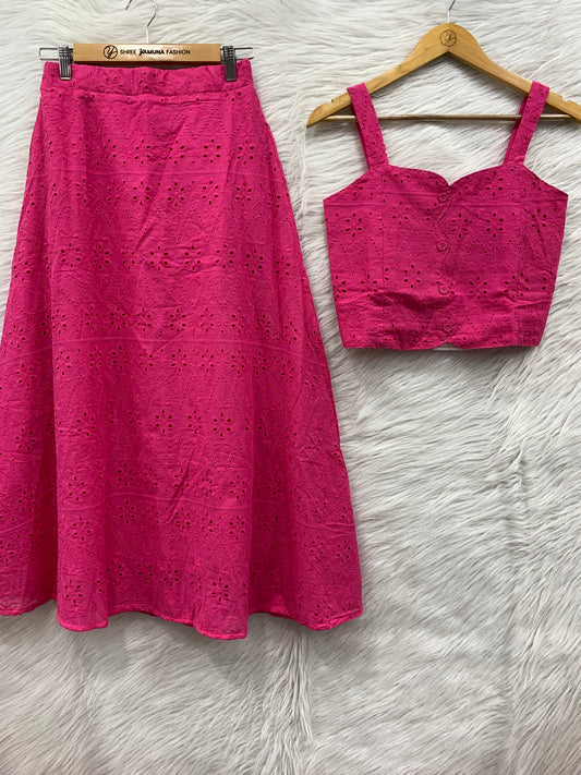 Cotton Crop Top & Skirt Pair