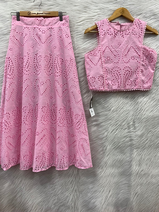 Cotton Crop Top Skirt Pair