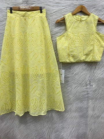 Cotton Crop Top Skirt Pair