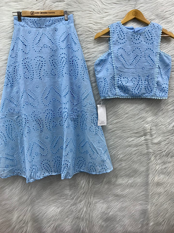 Cotton Crop Top Skirt Pair