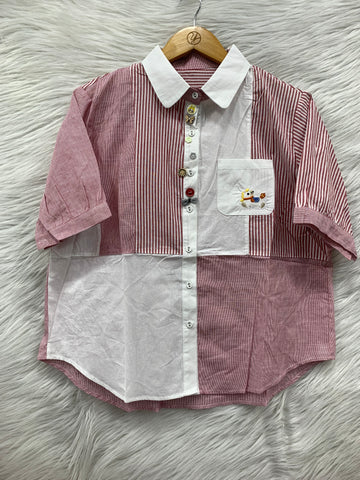 Pocket Embroidery Cotton Top