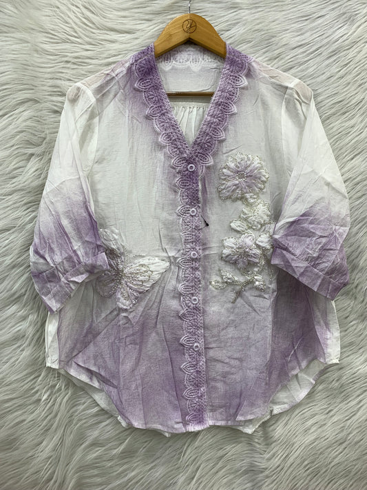 Shaded Floral Cotton Top