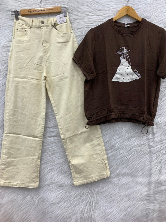 Round Neck Top with Jeans